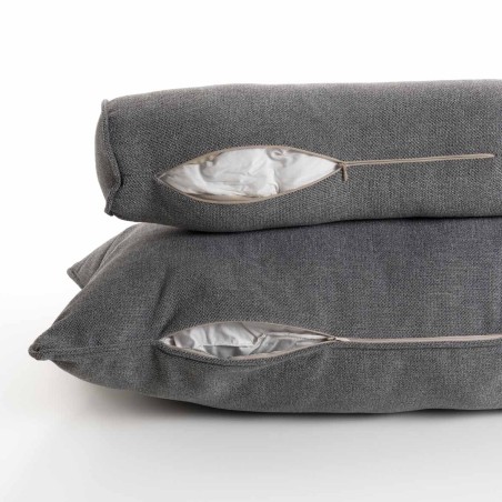 SANDY - 3-Seater Sofa in Brown Recycled Pine with Grey Fabric