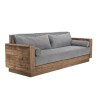 SANDY - 3-Seater Sofa in Brown Recycled Pine with Grey Fabric