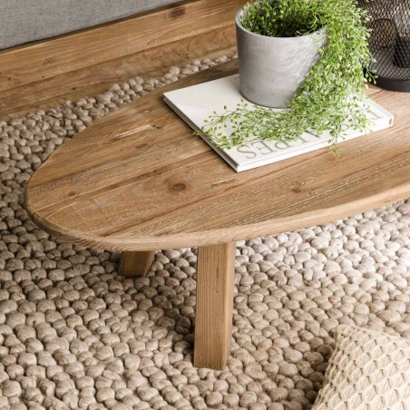 SANDY Oval Coffee Table in Brown Recycled Pine