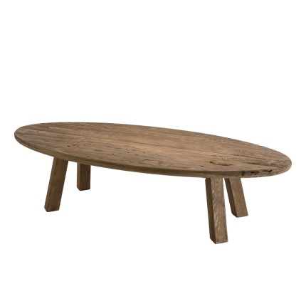SANDY Oval Coffee Table in Brown Recycled Pine