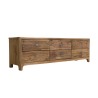 Meuble TV SANDY - Pin recyclé 6 tiroirs marron