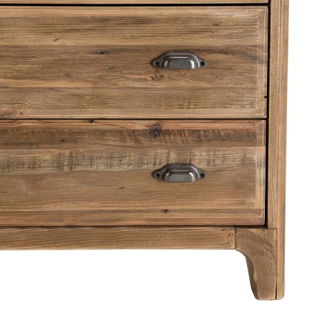Meuble chiffonnier marron 5 tiroirs bois Pin recyclé - SANDY