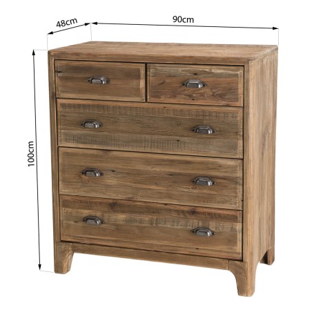 SANDY - Brown Chest of Drawers with 5 Drawers | Recycled Pine
