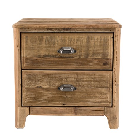 SANDY Brown Bedside Table with 2 Drawers - Recycled Pine