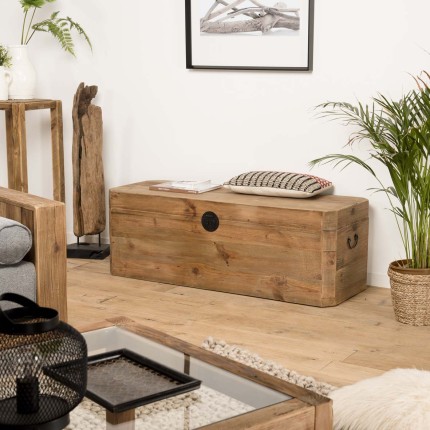 SANDY Brown Storage Chest - Recycled Pine with Black Metal Handles