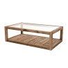 SANDY Brown Coffee Table - Glass Top & Recycled Pine | Dimensions