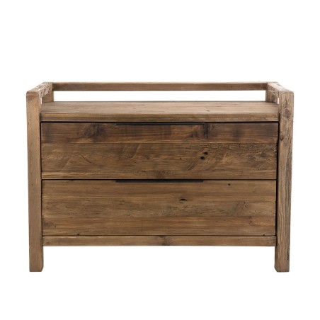 SANDY - Brown Chest of Drawers with 2 Drawers, Recycled Pine Wood