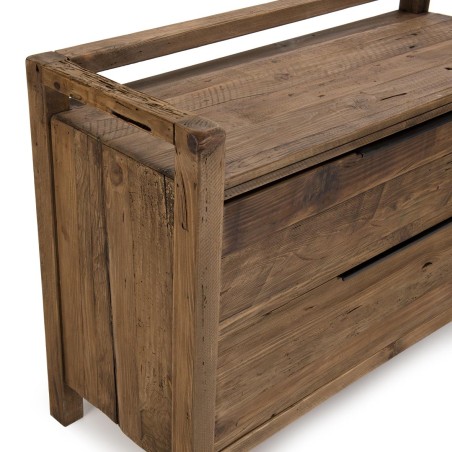 Commode marron 2 tiroirs bois Pin recyclé SANDY