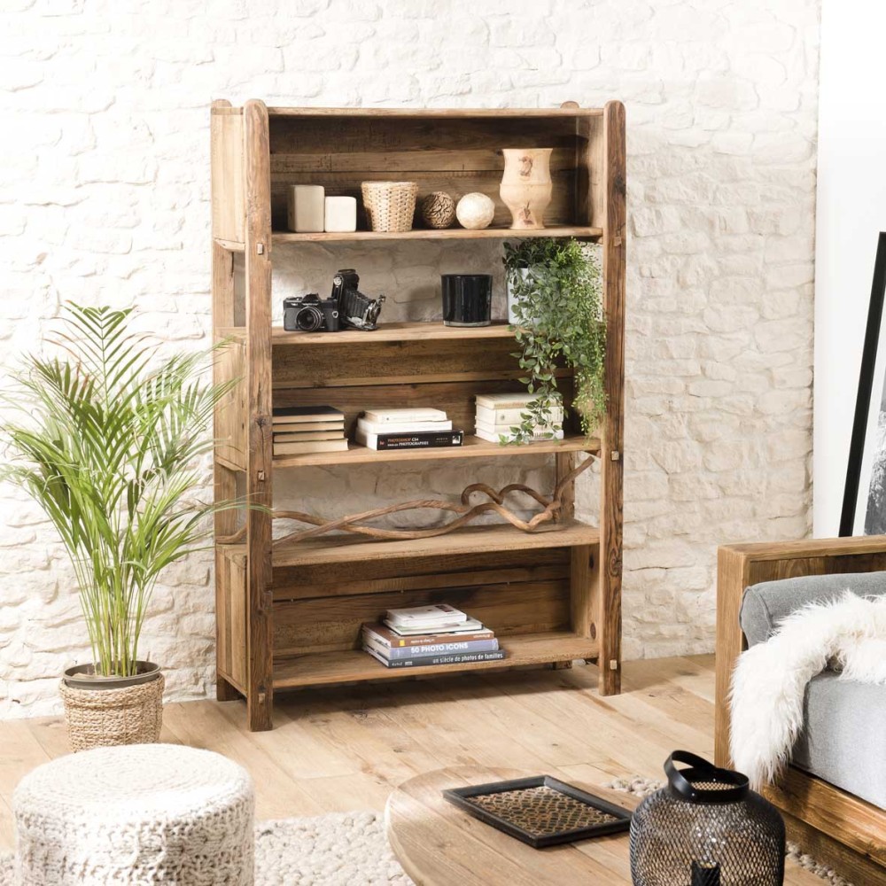 SANDY Brown 5-Tier Recycled Pine Wood Shelf SANDY Brown 5-Tier Recycled Pine Wood Shelf