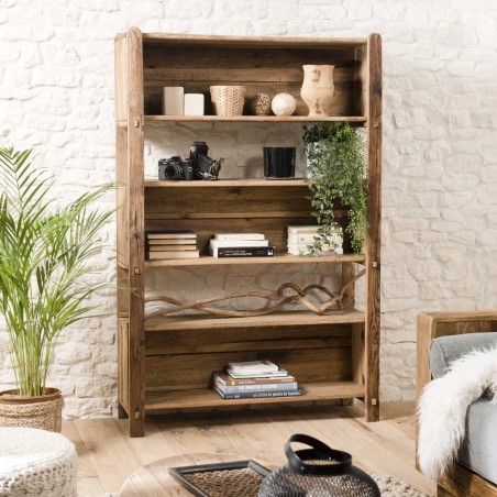 SANDY Brown 5-Tier Recycled Pine Wood Shelf