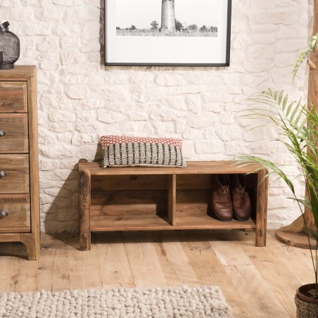 SANDY Brown 2-Compartment Shelf / Shoe Storage | Recycled Pine Wood