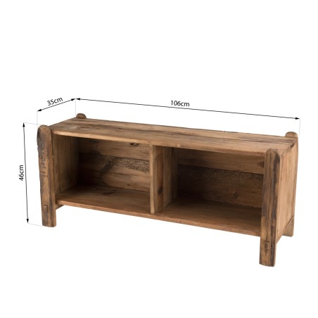 SANDY Brown 2-Compartment Shelf / Shoe Storage | Recycled Pine Wood