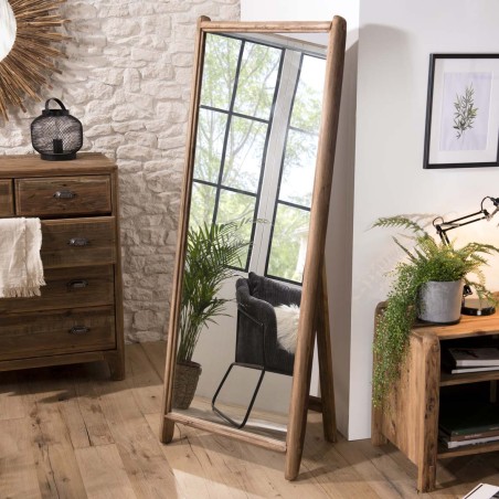 SANDY - Brown Recycled Pine Wood Mirror | Home Decor