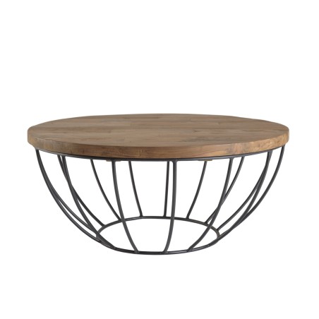 Table basse ronde SIXTINE en teck recyclé - 80x80cm