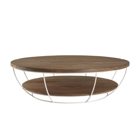 Table basse ronde SIXTINE en teck recyclé - 120x120cm