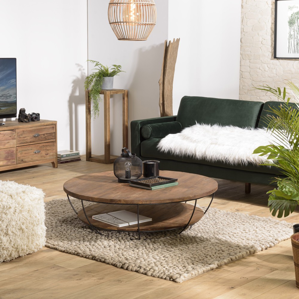 Table basse ronde SIXTINE en teck recyclé 120x120cm Table basse ronde SIXTINE en teck recyclé 120x120cm