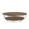 SIXTINE Round Shell Coffee Table 120x120cm Double Top Recycled Teak Black Metal