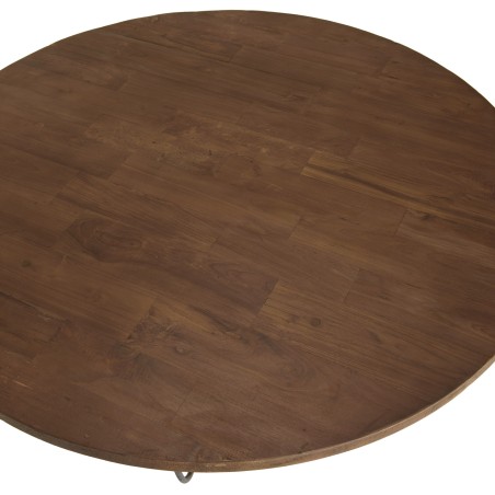 Table basse ronde SIXTINE en teck recyclé 120x120cm