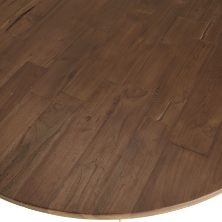 SIXTINE Round Coffee Table 120x120cm Recycled Teak White Metal Base