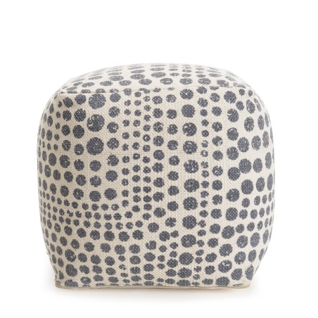 Pouf carré SACHA 46x46cm - Tissu coton imprimé pois gris