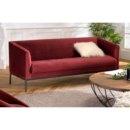 Canapé NEW YORK 3 places en tissu bordeaux