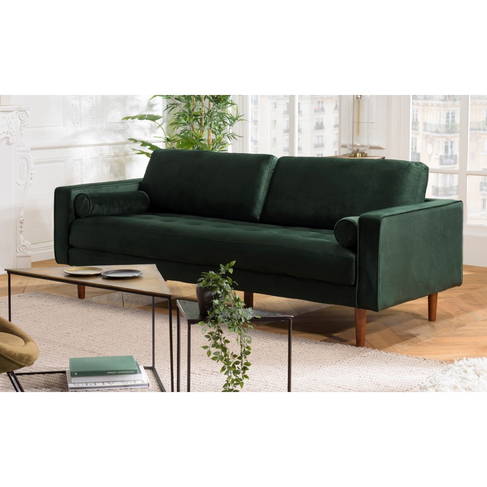 NELSON - MADRID 3-Seater Velvet Sofa in Pine Green