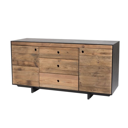 Buffet DANDY - Bois Pin recyclé naturel et noir