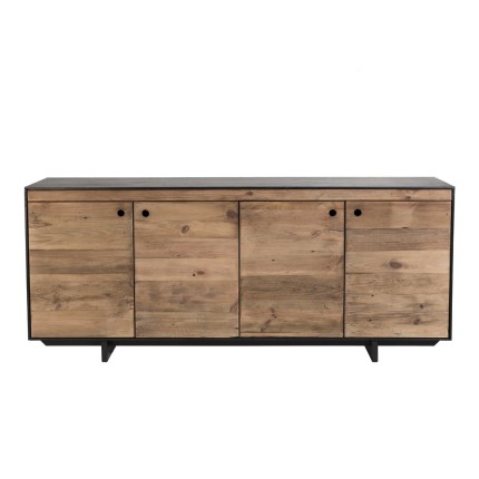 Buffet DANDY en pin recyclé naturel et noir
