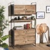 DANDY 4-Door Bookcase - Natural Recycled Pine & Black Metal
