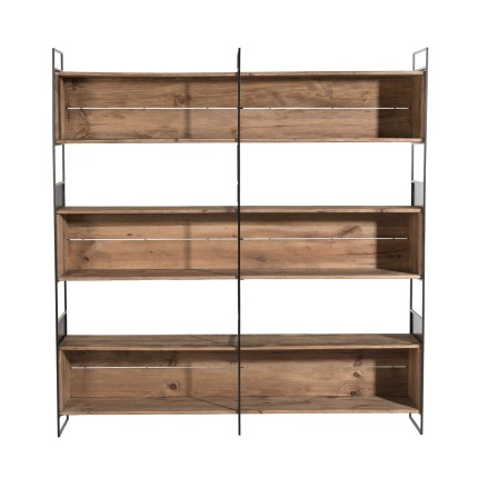 DANDY - 3-tier Niche Shelf in Natural Recycled Pine and Black Metal