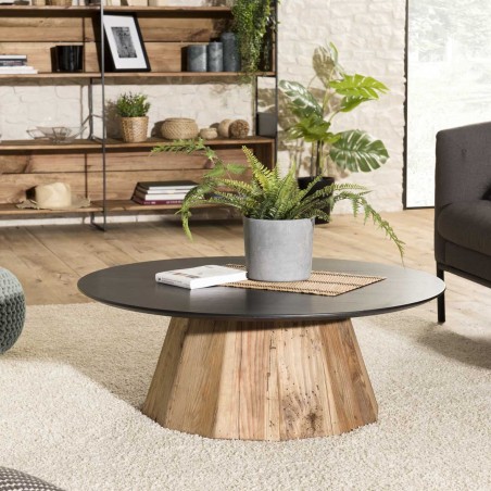 Table basse ronde DANDY 90x90cm bois Pin recyclé