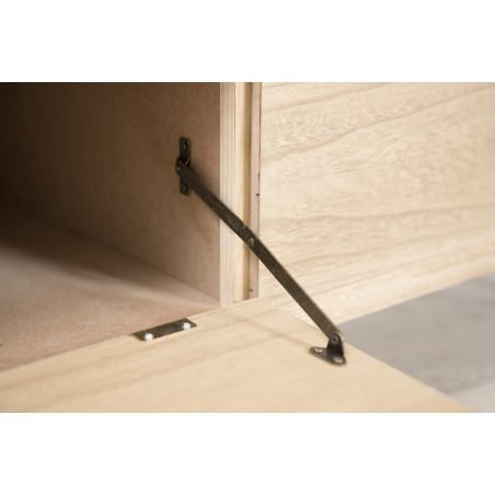 MARGAUX Natural Wood TV Stand with 1 Door 1 Drawer Black Metal Legs