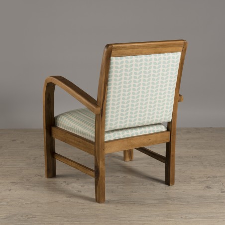 Fauteuil bois teck DAK - Tissu bleu clair - Design et confort