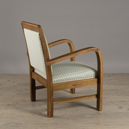 Fauteuil bois teck WALLY - Tissu bleu clair - Design et confort