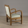 WALLY Teak Armchair with Light Blue 'Petal' Fabric