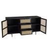 Buffet YANIS - Bois Pin Noir 3 Tiroirs 2 Portes Cannage
