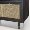 YANIS Black Pine Sideboard with Sliding Glass Doors and Cane Door