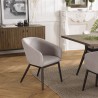 GINO - Set of 2 Light Grey Fabric Chairs with Black Metal Legs