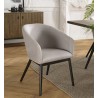 GINO - Set of 2 Light Grey Fabric Chairs with Black Metal Legs