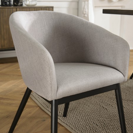 Lot de 2 chaises GINO - Tissu gris perle