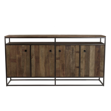 SIXTINE Brown Buffet 4 Doors 1 Shelf Mahogany Recycled Metal