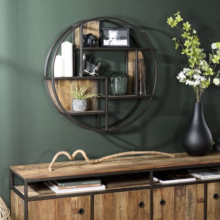 Étagère murale ronde SIXTINE 80x80cm bois Mahogany