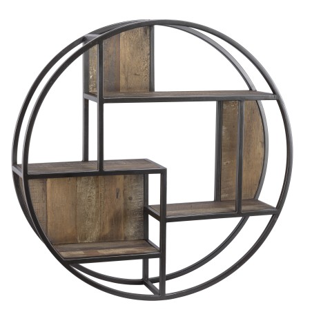 Étagère murale ronde SIXTINE 80x80cm bois Mahogany