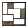 SIXTINE Square Brown Wall Shelf 80x80cm - Mahogany Wood Black Metal