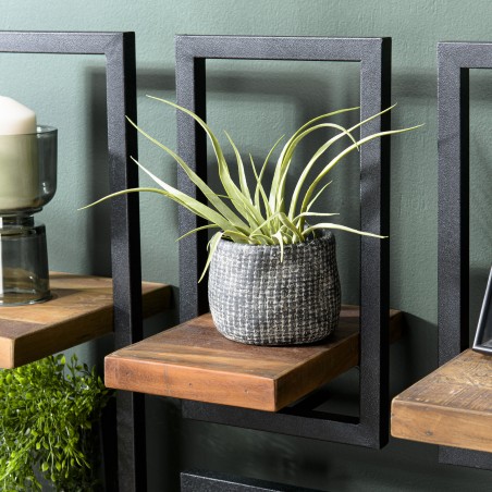 SIXTINE Wall Shelf 'XS' - Recycled Teak Shelf with Black Metal Frame