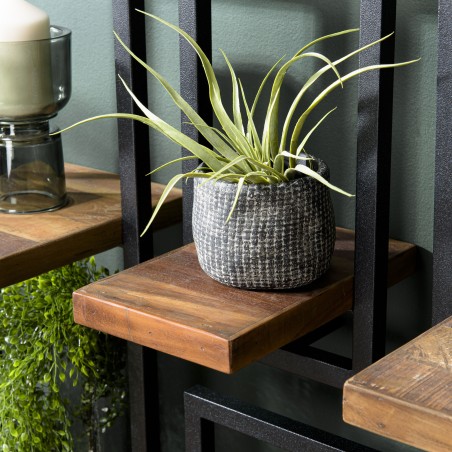 SIXTINE Wall Shelf 'XS' - Recycled Teak Shelf with Black Metal Frame