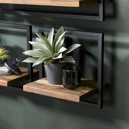 SIXTINE Wall Shelf 'S' - Recycled Teak Shelf with Metal Frame