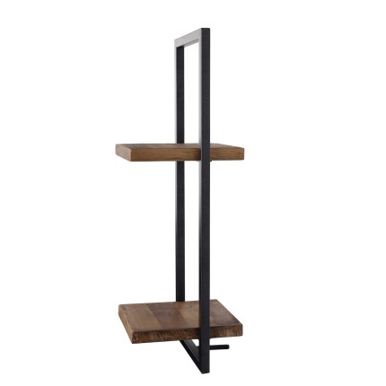SIXTINE Wall Shelf - Brown Recycled Teak Shelves, Black Metal Frame