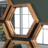 SIXTINE 'S' Brown Hexagonal Teak Mirror