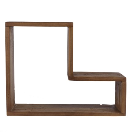 SIXTINE Brown L-shaped Wall Shelf - Recycled Teak Wood - Trendy Decor
